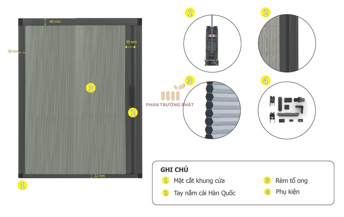 Rèm Tổ Ong Lùa Ngang 1 Cánh Hệ 30