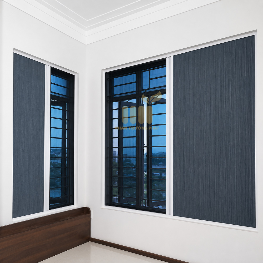 Cửa sổ có ray hệ rèm tổ ong hệ 26