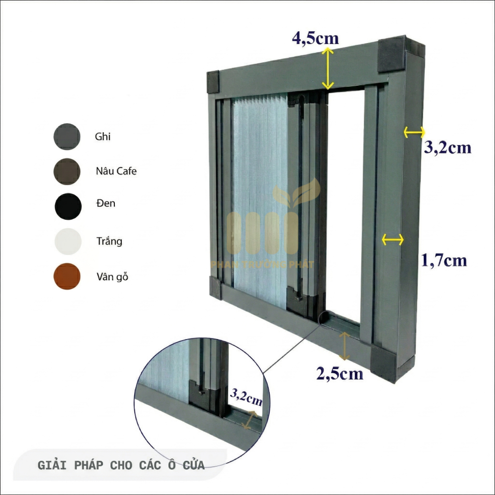 Rèm tổ ong lùa ngang 2 cánh hệ 32 khung nhôm đen, vải tổ ong trắng, tay nắm và ray trượt đồng bộ